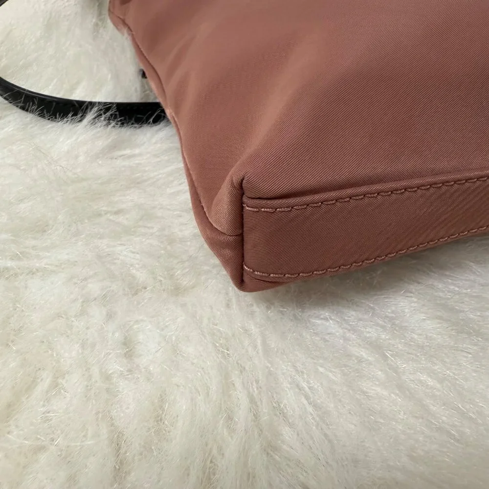 Kate Spade Flat Crossbody Dawn Sparrow Pink W Leather Strap Nylon Everyday Bag